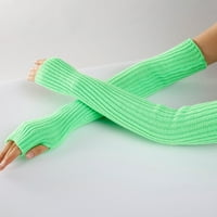 Cuoff zimske žene ručni ruk toplije čvrste pletene duge rukavice bez rukava i rukavice zelene boje