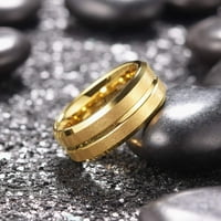 Klasični prsten za vjenčani prsten za karabid volfram za muškarce Grooved Center Comfort Fit crno srebrno