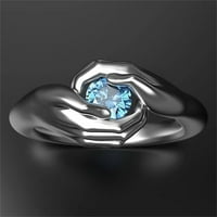 Nakit Par prsten, ruke koje prihvataju plavu dragulj prsten, volite cirkonske prstenove, obećajte prsten