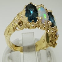 Britanci napravio 18k žuto zlato prirodno London Blue Topaz & Opal Womens Vječni prsten - Opcije veličine