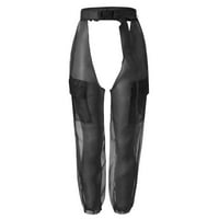 DrpGunly ženske hlače seksi dugim močvarima Elastične visokostiste kopče jogger hlače prozirne mrežne hlače hlače za žene za žene y2k hlače crna l
