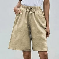 Atletske kratke hlače za žene Modni ženski ljetni casual vučna traka džepa Solid Boja kratke hlače za pantalone, kaki, 3xl