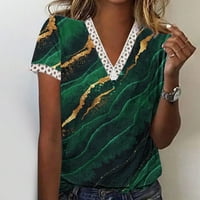 Košulje za žene Dressy Casual Work, ženski cvjetni print V rect T majice Labave majice kratkih rukava