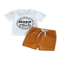Frobukio Toddler Baby Boys Ljetna odjeća setovi kratki rukav okrugli vrat Pismo Ispiši majicu Elastični