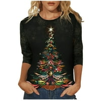 Jesen odjeća za žene Trendy casual pulover božićni okrugli vrat cvjetna bluza za ispis crna xxxxxl