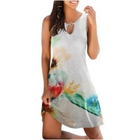 Ljetne haljine za prodaju za žene plus veličine bez rukava bez rukava cvjetni uzorak Okrugli izrez Midi
