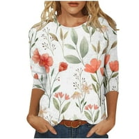 HVYesh ženski rukav vrhovi ljetni trendi košulja za okrugle vrata T Odmor Klasični bluze Tri četvrtine