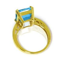 Galaxy Gold 7. CT Octagon Blue Topaz Prsten sa dijamantnim naglaskom u 14K žutom zlatu