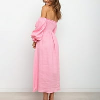 Petort Women haljine Ljetna haljina Ženska izrezala Midi haljina Ležerne haljine ružičaste, xl