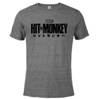 Marvel Hit Monkey Logo Žuta - Pomiješana majica s kratkim rukavima za odrasle - Prilagođeni grafitni