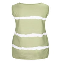 Ženske tenkovi Henry izrez bluza Striped ispis Thers Party Tee Casual Tunic Vest Zelena L