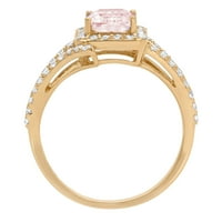 2.1ct smaragdni rez ružičasti simulirani dijamant 14k žuto zlato ugraviranje izjava svadbeni godišnjica