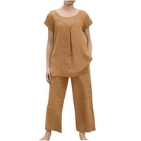 Jyeity ženska jeseni modni kosti kratki rukav čvrsti boju pantalone u obliku dvodijelnog odijela za