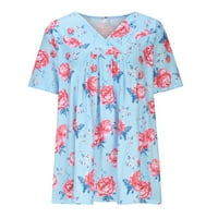 Dianli Womens Bluze i vrhovi Dressy Plus Veličina Vintage Pleated Swing Tunic Košulje Ljetni cvjetni