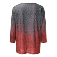 Cleance Women Trendy Print Tuc Tunic Bluza Rukovanje V-izrez Loobav pulover udobne meke vrhove crvene