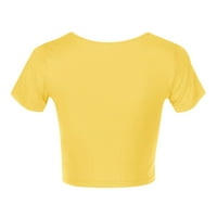 Žene Vneck Tshirts Loot Fit Yellow Žene Dugih rukava Ženska modna ljetna kratka rukava Slatka usjeva