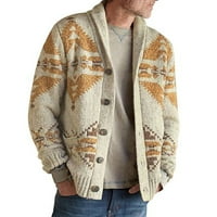 Kaputi za muškarce Modni print casual jesen zimski džemper labav jakna s dugim rukavima Khaki 3xl