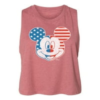 Disney - Americana - Mickey Face Stars and Stripes - Juniors obrezan trkački rezervoar
