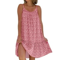 Huaai haljina za žene modni cvjetni o vratu ruffle hem špagete remen bez rukava kratka haljina na plaži