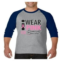 Muški majica za bajzbol majice raglan - nosim ružičastu za nekoga posebnog