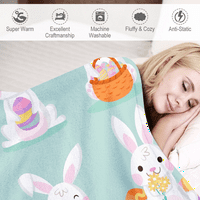 DICASSER Uskršnja Happy Bunny baca za bacanje sa jastukom šarenim ukrasnim mekim ugodnim prekrivačima
