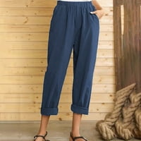Yubatuo pantalone za žene Ljetne hlače Ležerne prilike elastične struke Posteljine pantalone Ženske