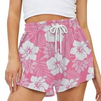Ženske udobne kratke hlače za kratke kratke hlače za elastične struk Shorts Labavi kratke hlače Plus veličine Ljeto Plažni kratke hlače Hot Pink XL