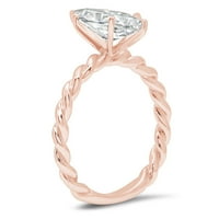 2.0ct Marquise Clear Clear Lab kreirao je moissanite 18k ružičasti ružičasti zlato graviranje izveštavanja godišnjice Angažovanje vjenčanog prstena veličine 7.75