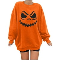 Halloween odjeća za žene bundeve print tops pada dugih rukava Crewneck labavi pulover tunik majica bluza