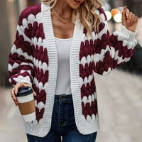 Virmaxy Knit Cardigani za žene Modne žene Zimski džemper Splice boja casual dugačak kaput dugih rukava