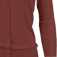 Ženski džemper Klit Cardigan - rukav Crewneck Osnovna klasična casual gumba dolje meko lagan vrh