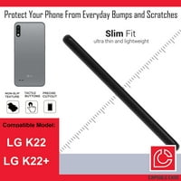 Capsule Case kompatibilan sa LG K K22 + [Cute Fusion Gel Slim Fit Heavy Duty Muškarci Žene Girly Design Zaštitna crna futrola za poklopac telefona] za boost LG K LMK -