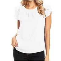 Žene Extra Plus Veličina šifon bluza Naslijeđena majica kratkih rukava Elegantni vrhovi prodaja Cleance