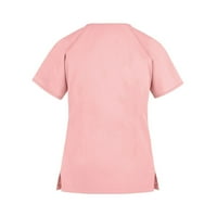 Cleance Womens Ljetni vrhovi Kratki rukav Čvrsta bluza Radna odjeća Žene labave bluze V-izrez, Pink,