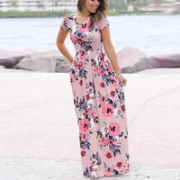 Line haljine za žene slatke ljetne odjeće za žene žensko povremene cvjetne tiskane haljine kratkih rukava