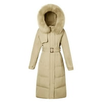 Kali_store Womens Parkas ženski dugi zimski kaput debela puffer jakna s kapuljačom, parka jakna žuta,