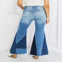 Ženska boja blok bljeskalice Jeans srednje pranje
