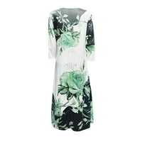 Ženske haljine Maxi rukava Ležerne prilike Cvjetni ljetni V-izrez Haljina zelena XL