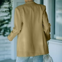 Ženska jakna za draped, jesen moda plus veličine punog boja Dugme s dugim rukavima za žene Business