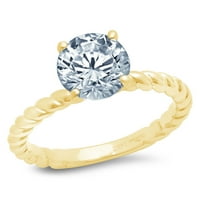 2. CT sjajan okrugli rez prozirni simulirani dijamant 18k žuti zlatni pasijans prsten sz 4.5