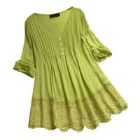 Xiuh plus veličina majica Tromjesečje trostrukih rukava V-izrez vintage žene čipke ruffled ženska bluza