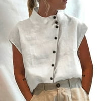 Tking modni ženski kratki rukav s kratkim rukavima dolje mock majica za vrat, ljetne casual čvrste boje