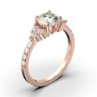 Prekrasan sredini stoljeća 1. Carat Round Cut Diamond Moissite zaručnički prsten, vjenčani prsten u