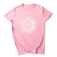 Yubnlvae majice za žene Ženska vintage tiskana Ležerna majica kratki rukav okrugli vrat Top bluza ružičasta