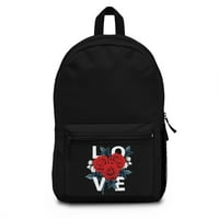Red Rose Love Backpack, prilagođena torba, školska torba, putna torba, ruksak