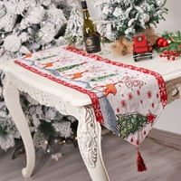 Shulemin božićna tema Stol trkač pleteni tassel dizajn crtanih toplotnih izolirana stolnjak za zabavu