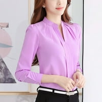 Ženska kratka uredska radna radna odjeća V izrez košulje dugih rukava casual tops bluza