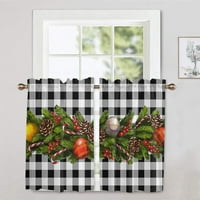 Haite 1 božićna kuhinja zavese u Xmasu Pol pola zavjese džep Moderni kratki panel zanimanje kockice