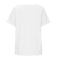 Jsaierl ženske pamučne majice s kratkim rukavima Ljeto plus veličine Slatke print okrugli vrat majice