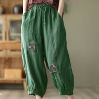 Ženske hlače Sawvnm Ženska ljetna moda Labavi Cat Sual Quarter hlače s džepovima za žene